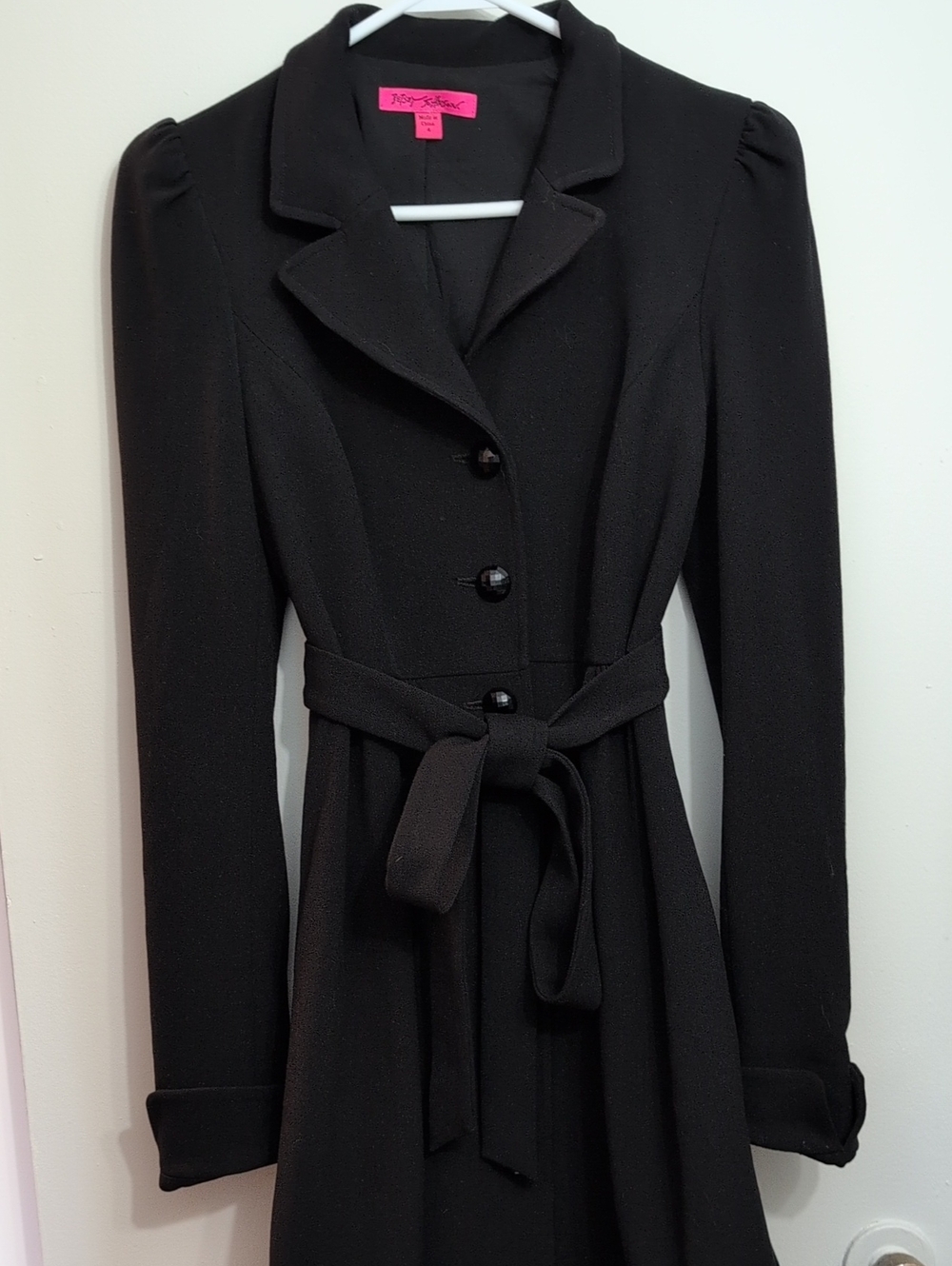 Betsey Johnson Black Coat with Crochet Ruffles - Picture 1 of 16